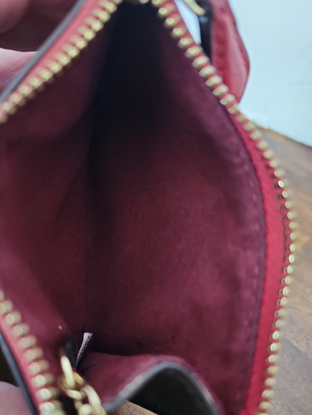 COACH Signature Canvas Card Case Wallet in Brown and Red - Picture 5 of 8